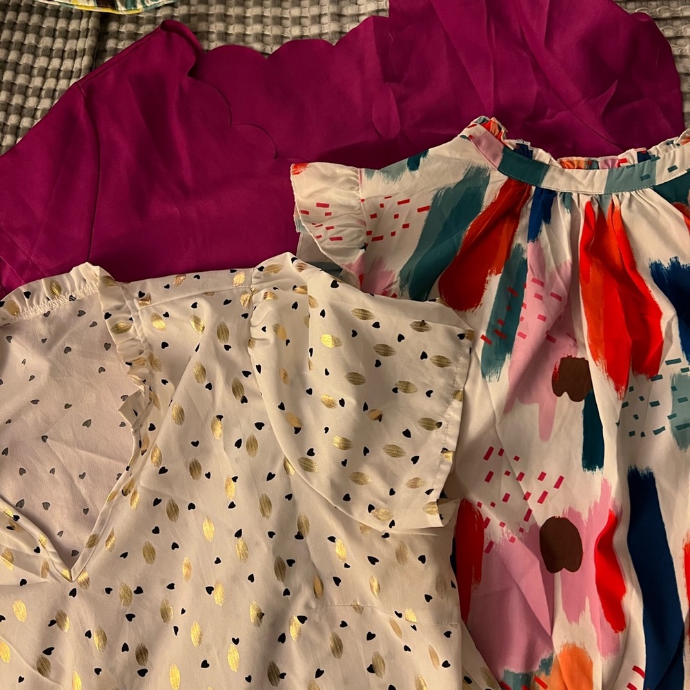 Short sleeve fun print work tops